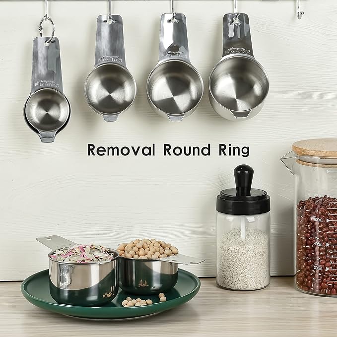 Smithcraft Measuring Cups Set, Stainless Steel Measuring Cup Set 7, 18/8 Stainless Steel Measuring Cups for Kitchen, Metal Meausing Cups for Baking, Dry Nesting Measuring Tools-3/4, 2/3 Measure Cup