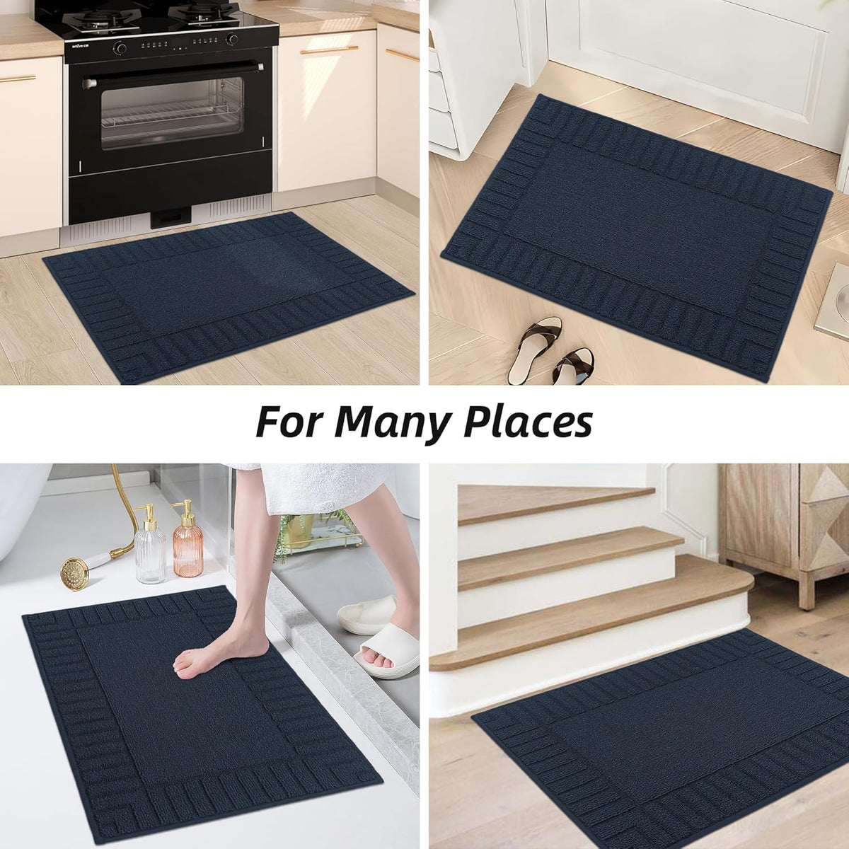 BEQHAUSE-Kitchen-Rugs-and-Mats Non Slip Kitchen Mats for Floor Absorbent Kitchen Rugs Machine Washable Kitchen Floor Mat,Navy Blue 20”x30”