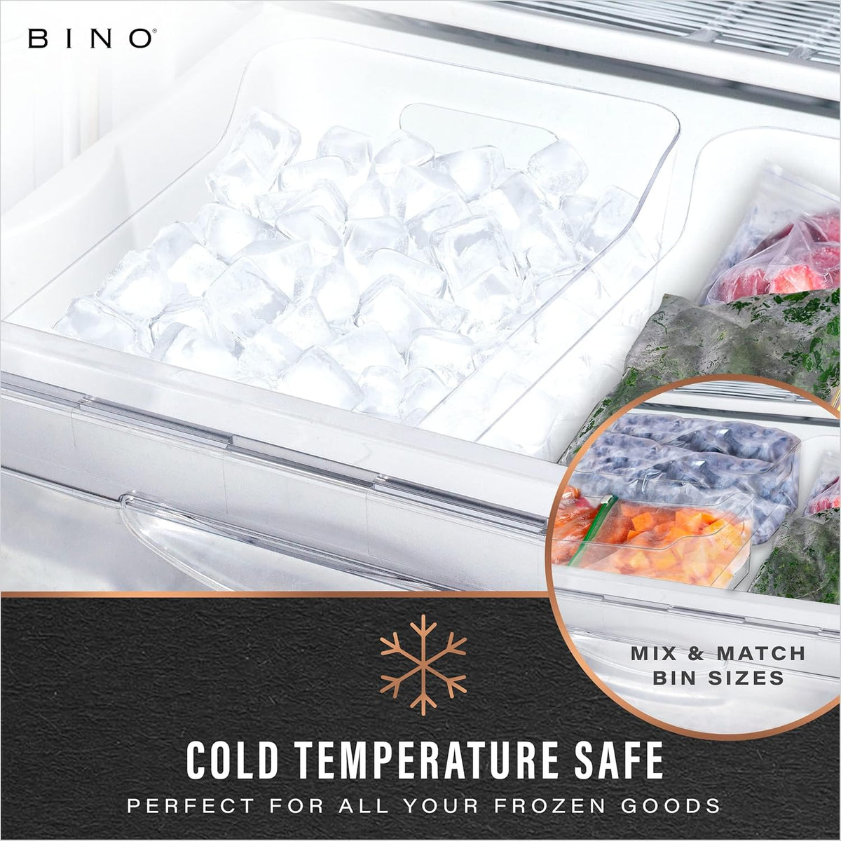 BINO | Plastic Organizer Bins, X-Large - 4 Pack | The SOHO Collection | Multi-Use Organizer Bins | Pantry & Freezer Bin | Plastic Storage Containers | Bin for Home & Kitchen Org
