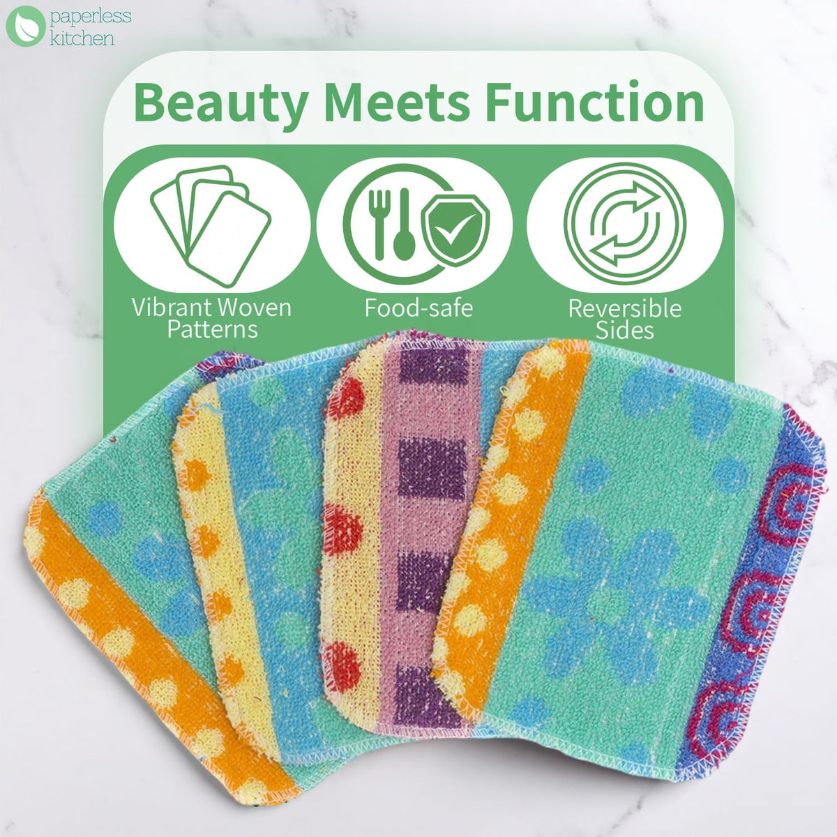 Kitchen Dish Scrubbers | Soft Scrub for Dishes | Non-Scratch Cleaning Pads for Kitchen | Made from Cotton Fiber | Safe on All Surfaces | Long-Lasting & Easy to Clean | Pack of 12