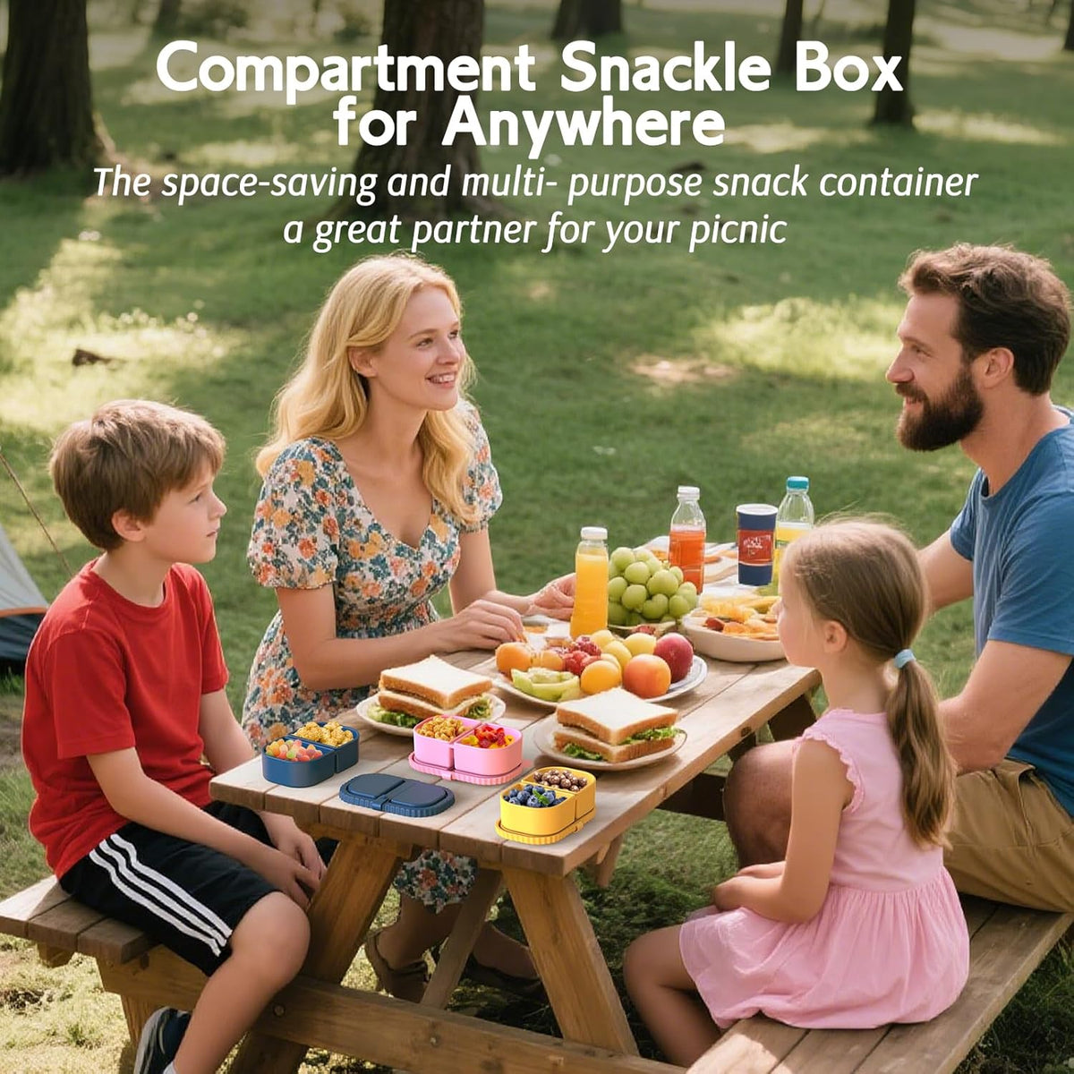 6 Pack Reusable Silicone Snack Containers with Lids, Mini Containers 2 Compartments, Portable Silicone Food Storage Box for Picnic, School, Office (6)