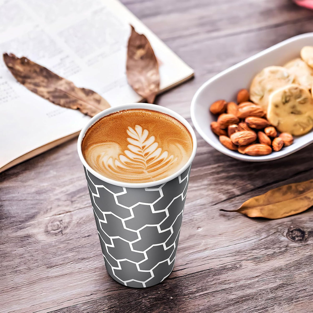 16 oz Coffee Cups 180 Pack, Disposable Coffee Cups Hot Paper Cups 16 oz, Insulated Paper Coffee Cup for Hot Cold Drinks