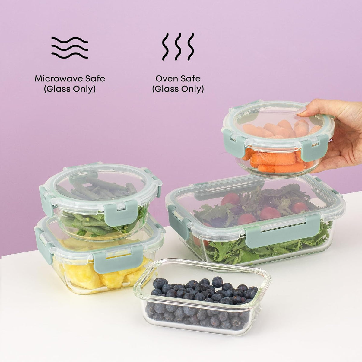 JoyJolt 24pc Borosilicate Glass Storage Containers with Lids | 12 Airtight/Freezer Safe Food Storage Containers for Pantry and Kitchen | Meal Prep Container for Lunch | Glass meal Set