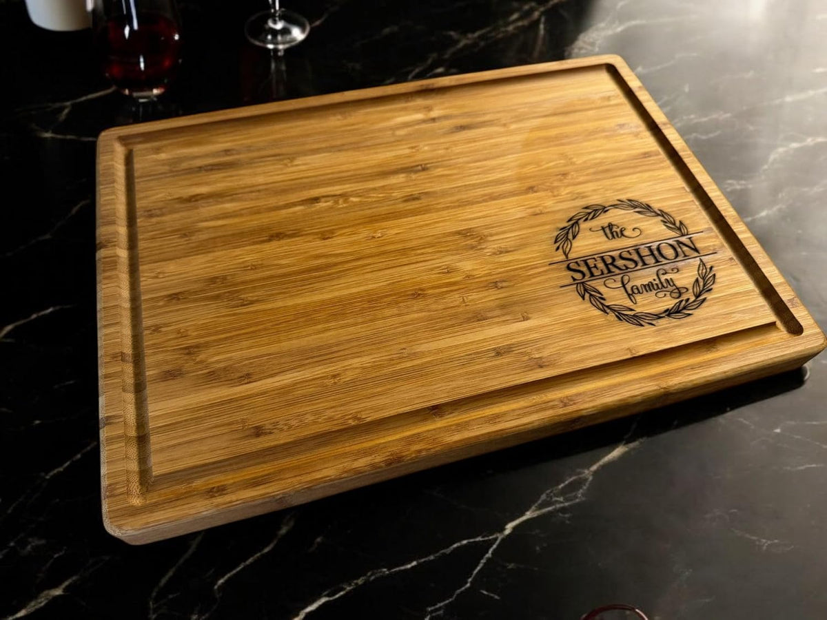 Handmade Personalized Cutting Board - Unique Christmas, Wedding, New Home, and Bridal Shower Gifts - Christmas Gifts - Engraved Charcuterie Boards - Custom Bamboo Board