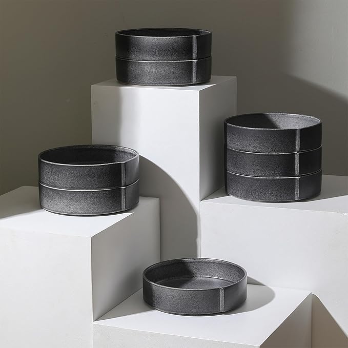Stone Lain Bao 4-Piece Pasta Bowl Set Stoneware, Charcoal