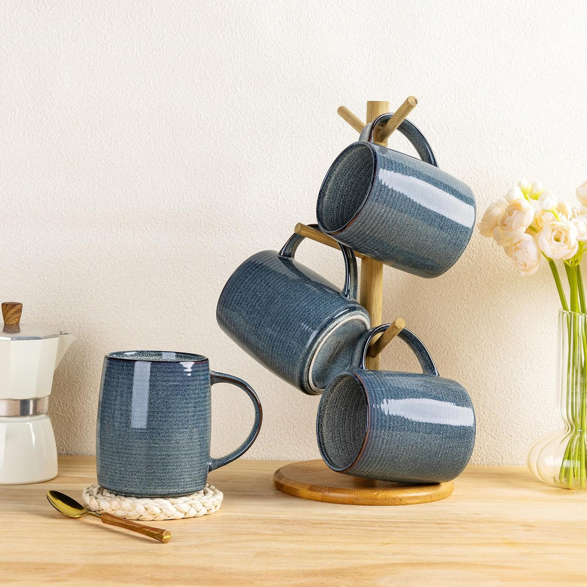 GBHOME Large Coffee Mugs Set of 6, 18oz Handmade Ceramic Coffee Mugs Set with Gradient color for Latte/Tea/Beer/Hot Cocoa, Dishwasher & Microwave Safe,