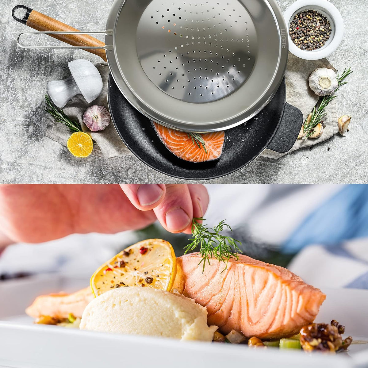 LUCETE Stainless Steel Splatter Screen 11" – Hot Grease Splatter Screen for Frying Pan - Oil Splash Guard - Protect your Skin from Burn & Keep Your Kitchen Cleaner (11inch)
