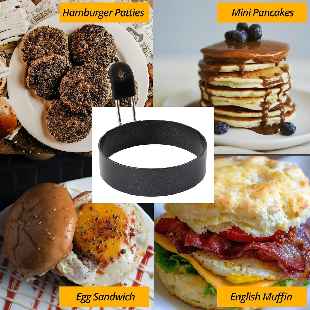 Egg Rings, 3.5'', Nonstick, Professional and Large, Stainless Steel Omelet/Egg Rings For Frying Eggs and Egg Mcmuffins, Egg Mold For Breakfast, Mini Pancakes, and Fried Eggs