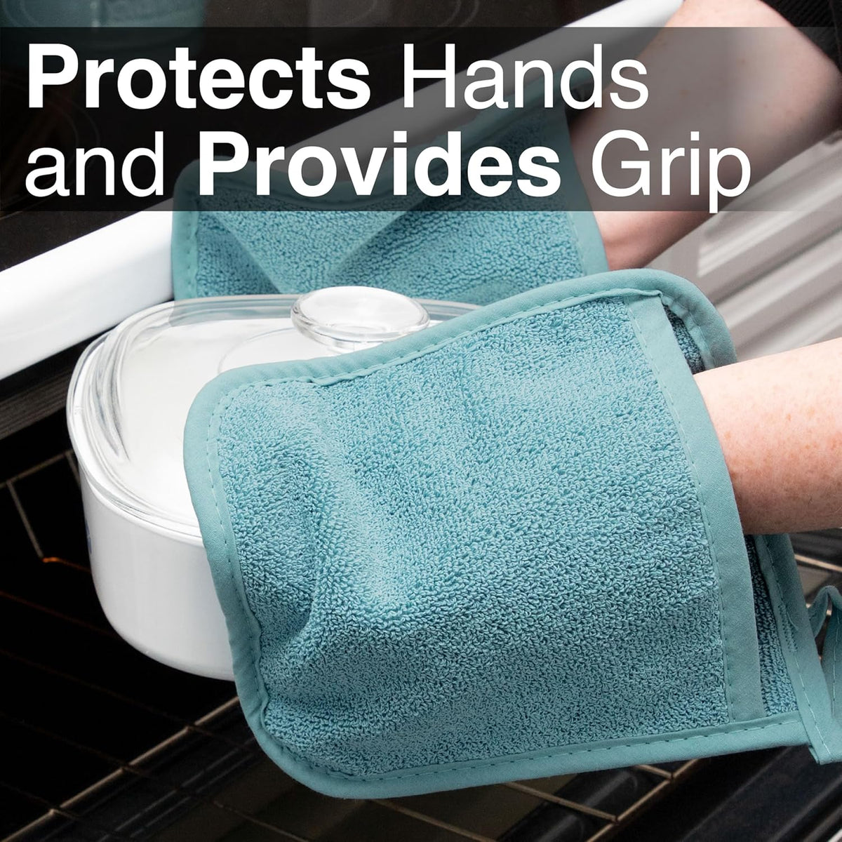 RITZ Terry Pocket Mitt & Hot Pad: Unparalleled Heat Resistant, Durable 100% Cotton – Ergonomically Designed for Optimal Grip – Easy-Care Machine Washable – 2-Pack, Dew