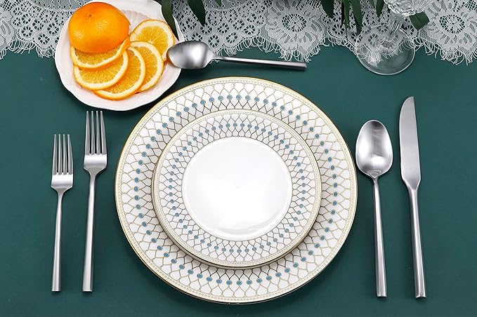 DEACORY Silverware Set 10 Pieces Hexagon Matte Finished Flatware Set Cutlery Set Stainless Steel for 2