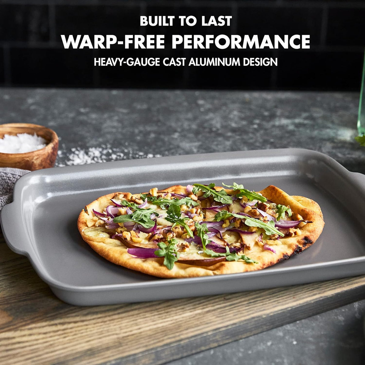 GreenPan Premiere Ovenware Healthy Ceramic Nonstick 18" x 13" Half Rectangular Baking Pan, PFOA & PFAS-Free, Warp-Free Bakeware, Durable Quick Heating Tray, Oven Safe to 600F, Dishwasher Safe, Gray