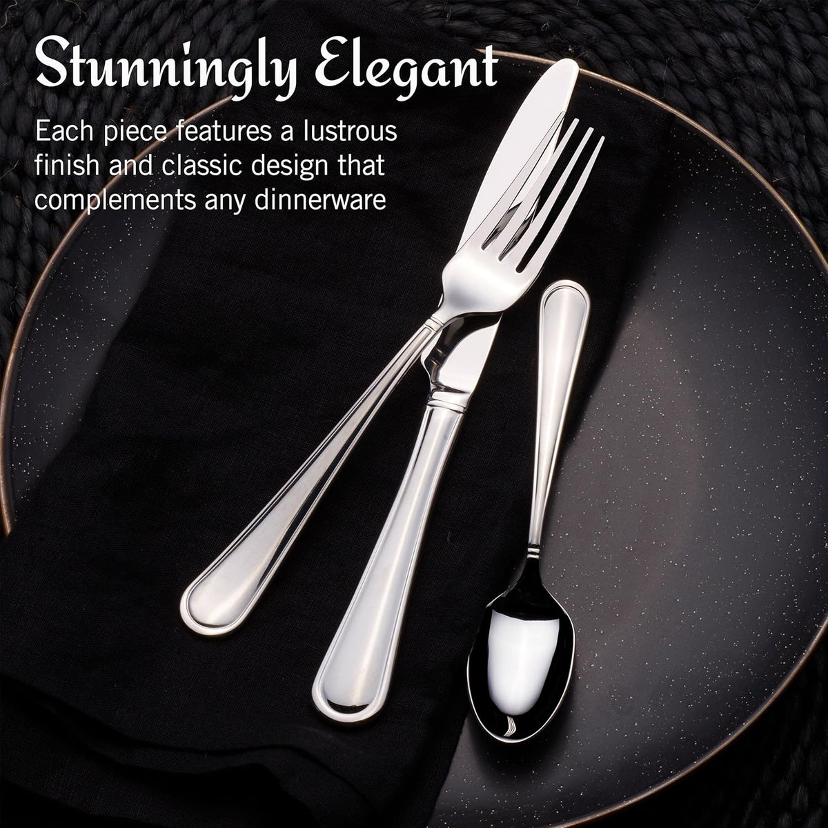 Mikasa, Virtuoso Flatware Service for 12, 65 Piece Set, 18/10 Stainless Steel, Silverware Set with Serving Utensils