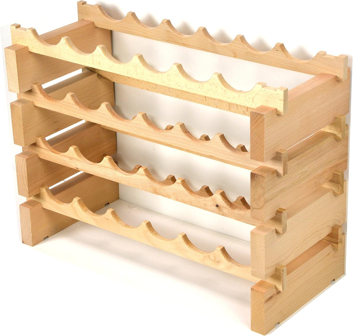 sfDisplay.com,LLC. Modular Wine Rack Beechwood 24-72 Bottle Capacity 6 Bottles Across up to 12 Rows Newest Improved Model (24 Bottles - 4 Rows)