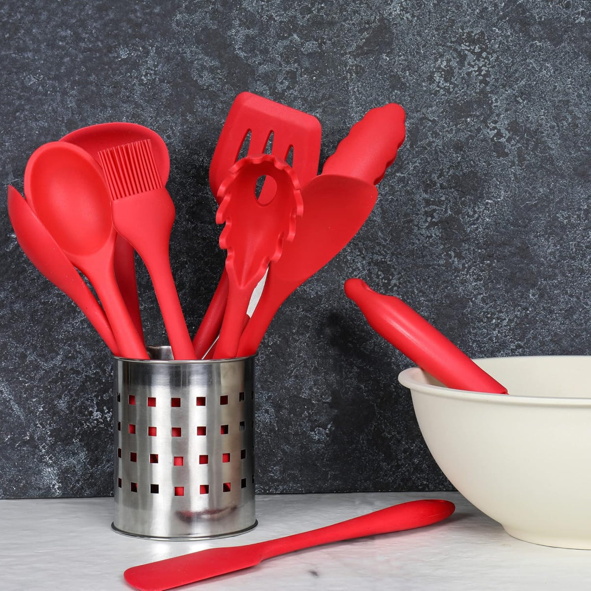 Chef Craft Premium Silicone Spaghetti/Pasta Fork, 11.5 inch, Red