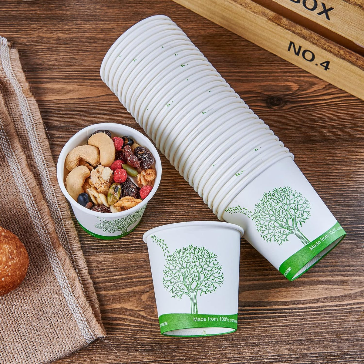 ECOLipak 500 Count Compostable Paper Cups, 4 oz Paper Espresso Coffee Cups with PLA Lined, Disposable Eco-friendly Biodegradable Hot Paper Cups for Party, Picnic,Travel,and Events