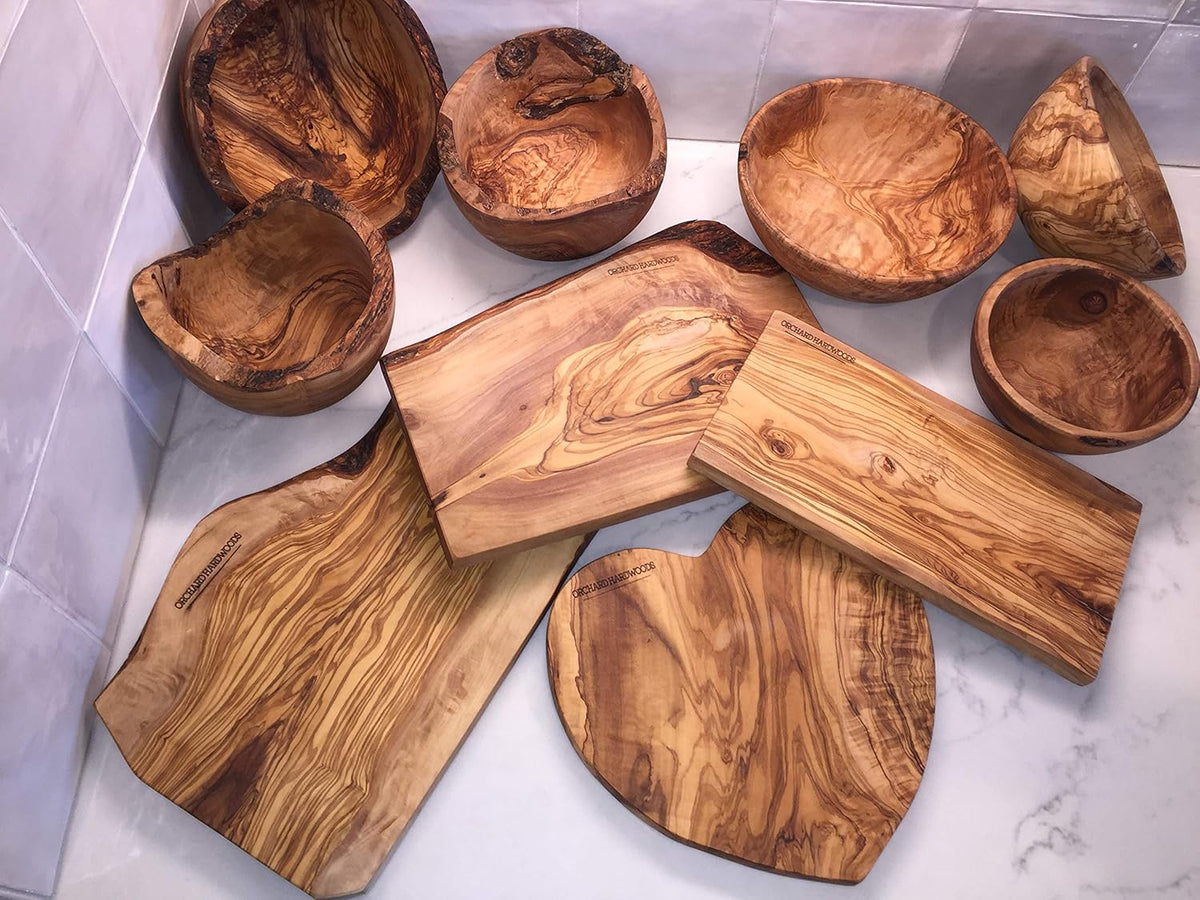 13"+ Artisan Olive Wood Serving Bowl from Rare 200-300 year old Olive Trees- for Salads, Fruit, Snacks, Popcorn, Centerpiece. XXXL (Size13-14 x 4-5.5")