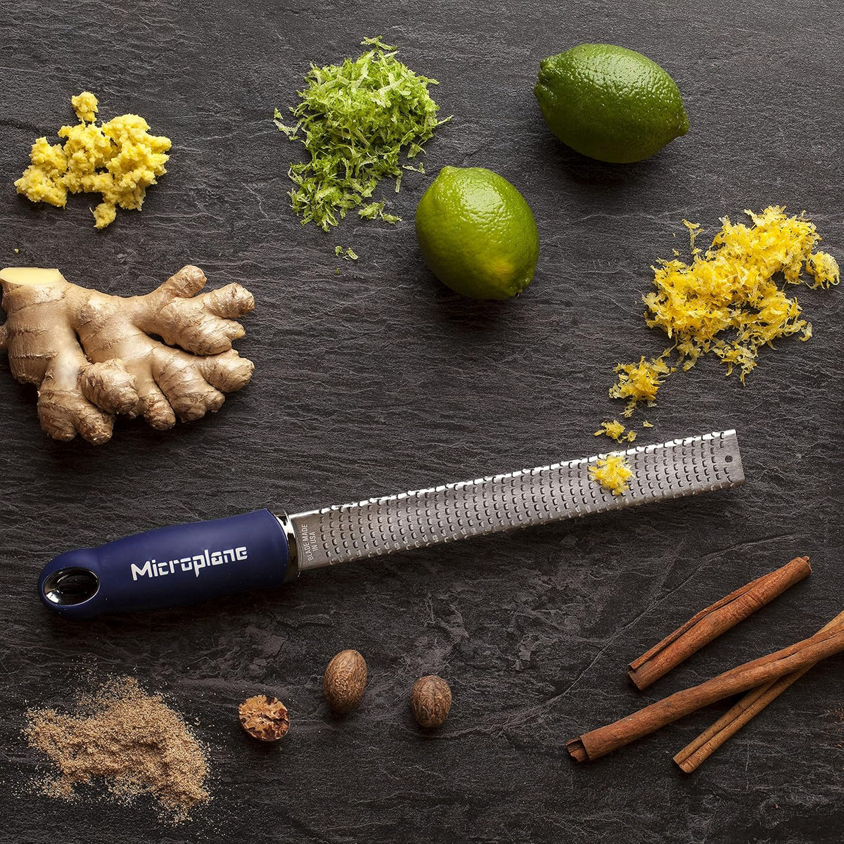 Microplane Premium Citrus Zester and Parmesan Grater (Dark Blue) - Blade Made in the USA