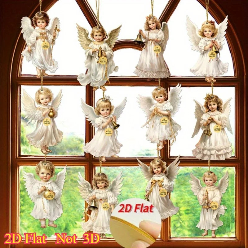 Vintage Wooden Christmas Angel Ornaments