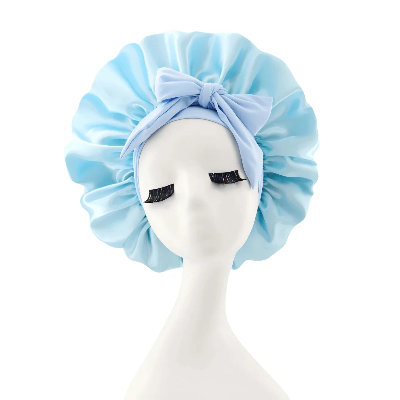 [Pink Satin Bonnet] Soft Luxurious Pink Satin Bonnet - Adjustable Tie Band & Bow Accent, Comfortable Ruffled Design For A Snug Fit, Hair Protection | Satin Cap | Smooth Satin Finish For Women & Men