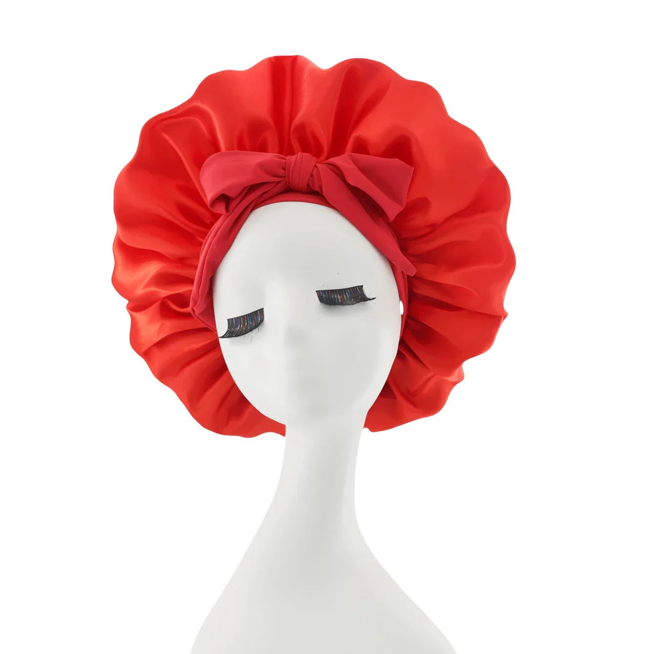 [Pink Satin Bonnet] Soft Luxurious Pink Satin Bonnet - Adjustable Tie Band & Bow Accent, Comfortable Ruffled Design For A Snug Fit, Hair Protection | Satin Cap | Smooth Satin Finish For Women & Men