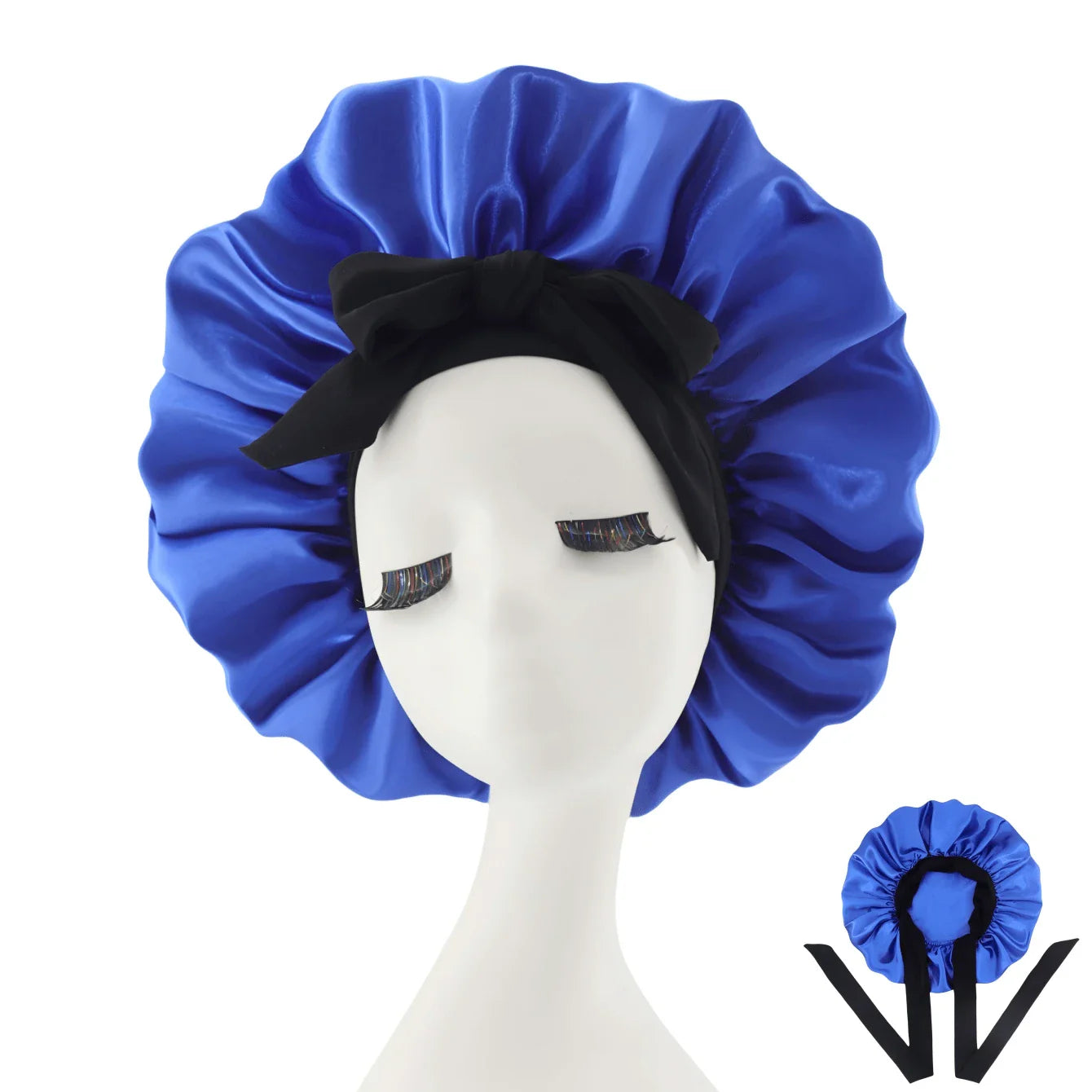 [Pink Satin Bonnet] Soft Luxurious Pink Satin Bonnet - Adjustable Tie Band & Bow Accent, Comfortable Ruffled Design For A Snug Fit, Hair Protection | Satin Cap | Smooth Satin Finish For Women & Men