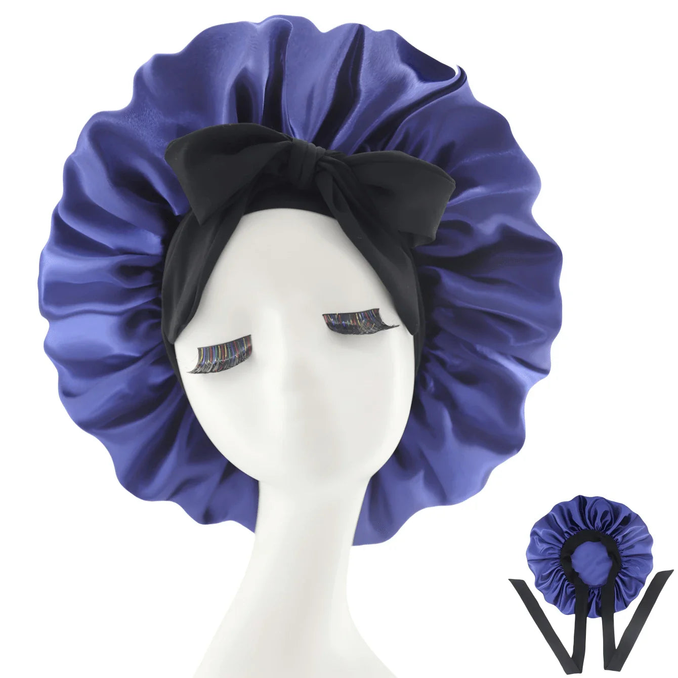 [Pink Satin Bonnet] Soft Luxurious Pink Satin Bonnet - Adjustable Tie Band & Bow Accent, Comfortable Ruffled Design For A Snug Fit, Hair Protection | Satin Cap | Smooth Satin Finish For Women & Men