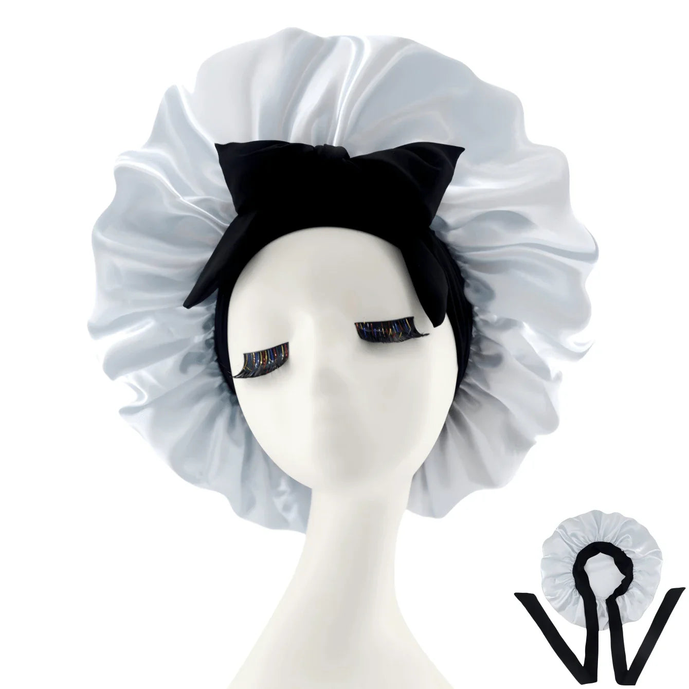 [Pink Satin Bonnet] Soft Luxurious Pink Satin Bonnet - Adjustable Tie Band & Bow Accent, Comfortable Ruffled Design For A Snug Fit, Hair Protection | Satin Cap | Smooth Satin Finish For Women & Men