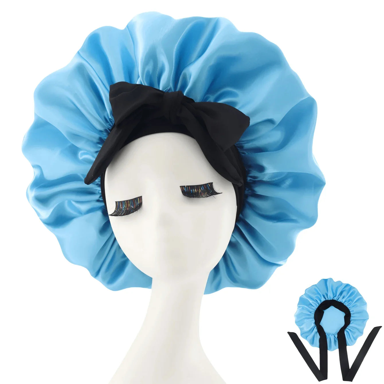 [Pink Satin Bonnet] Soft Luxurious Pink Satin Bonnet - Adjustable Tie Band & Bow Accent, Comfortable Ruffled Design For A Snug Fit, Hair Protection | Satin Cap | Smooth Satin Finish For Women & Men