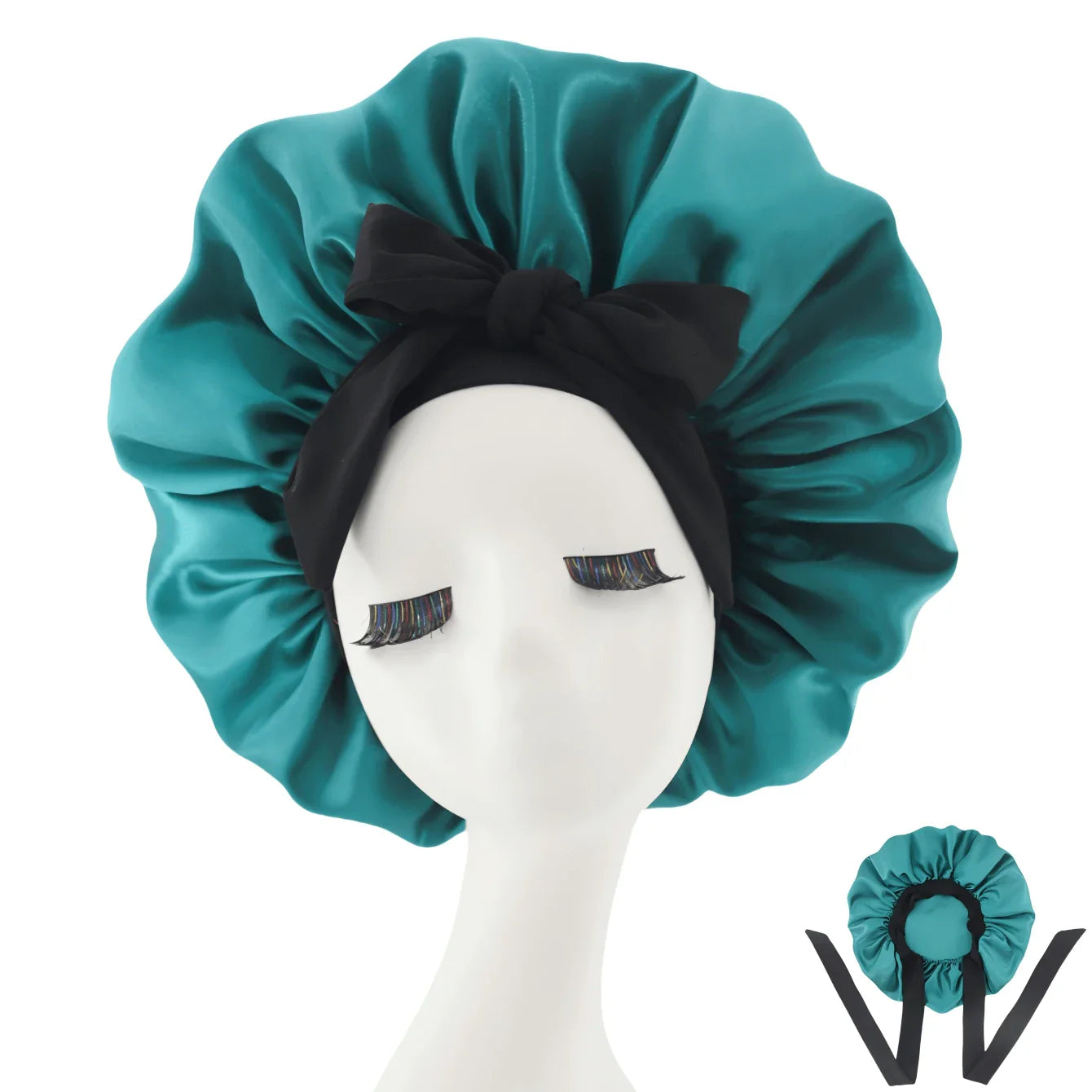 [Pink Satin Bonnet] Soft Luxurious Pink Satin Bonnet - Adjustable Tie Band & Bow Accent, Comfortable Ruffled Design For A Snug Fit, Hair Protection | Satin Cap | Smooth Satin Finish For Women & Men