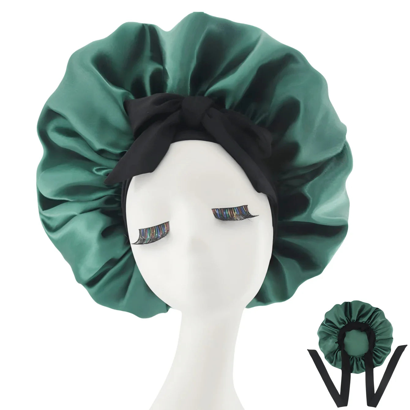 [Pink Satin Bonnet] Soft Luxurious Pink Satin Bonnet - Adjustable Tie Band & Bow Accent, Comfortable Ruffled Design For A Snug Fit, Hair Protection | Satin Cap | Smooth Satin Finish For Women & Men
