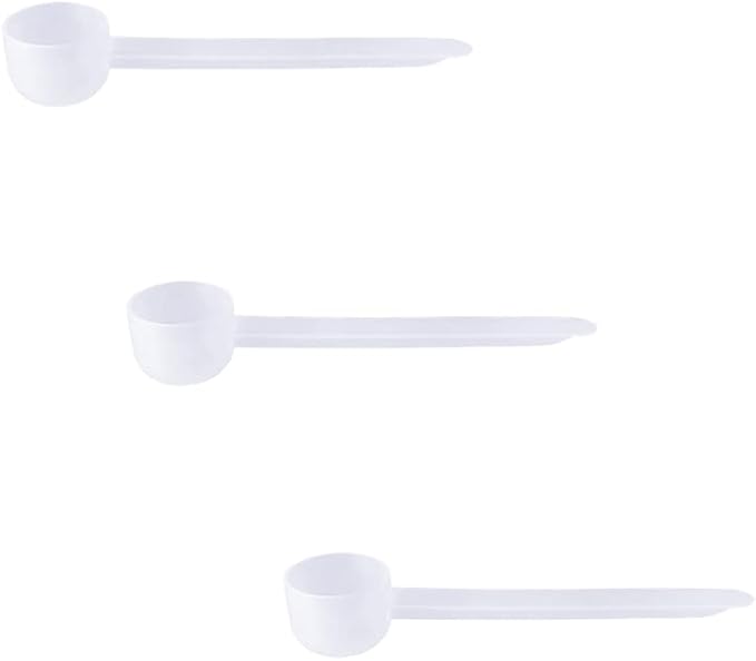 Plastic Measuring Scoop, (BOWL 10 cc | 2 teaspoon | 10 mL) Long Handle Spoons for Powders, Granules, Coffee, Pet Food, Baking Supplies, Protein and Other Dry Goods, BPA Free (Set of 3)