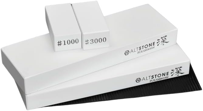 Whetstone Sharpening stone medium 1000 finishing 3000 w/Nagura, 7.1" x 2.4" x 0.8" (Pro Power. Perfectly Compact for home use), Made in Japan (#1000/#3000)