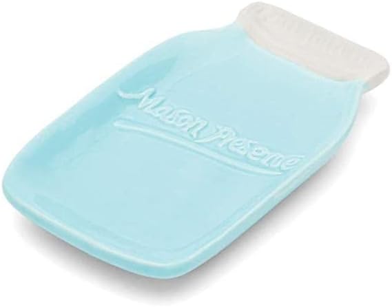 Fox Run 11704 Ceramic Mason Jar Spoon Rest, 6 x 3.5 x 0.75 inches, Blue