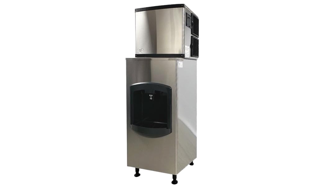 Commercial Ice Maker Machine, 350 lbs Daily Production, Air Cooled, Stainless Steel, 275 lbs Storage HD-130B