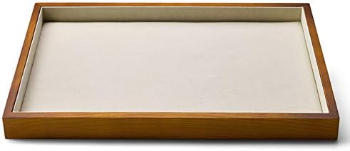 Oirlv Wood Flat Jewelry Tray Stackable Jewelry Drawer Organizer Showcase Jewelry Holder (Creamy-white flat tray)