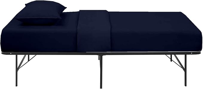 NON Sticky cotton 4 PC Cot Sheet Set - 33x75, 100% Egyptian Cotton, Fitted Sheet - Deep Pocket (8 Inch), Flat Sheet, 2 Pillowcases - Navy Blue Solid