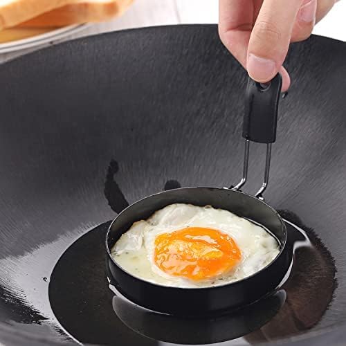 zeeooil Egg Rings 2 Pack Large 6 Inch Pancake Mold 2 Pack 3.5 Inch Stainless Steel Nonstick Egg Ring, Egg Mold for Frying Eggs (2 Packs 3.5"+2 Packs 6")