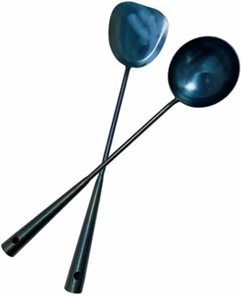 Traditional Hand Made spatula & Ladle Wok Tool Set,Chinese Iron Ladle & spatula,15.8in inches wok utensils