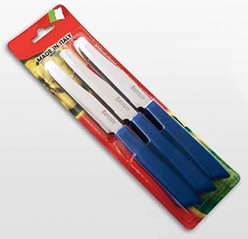 Tredoni 6 kitchen Knives - 4.3"/11cm Italian Stainless Steel Serrated Vegetable/Steak/Table Knife Cutlery, Rounded Tip (White)