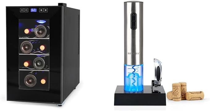 BLACK+DECKER 8 Bottle Wine Fridge + Secura Electric Wine Opener