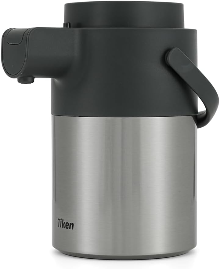 Tiken Airpot Coffee Dispenser with Pump - 74oz/2.2L Thermal Coffee Carafes for Hot Beverage - Stainless Steel Insulated Thermos Carafe, Silver