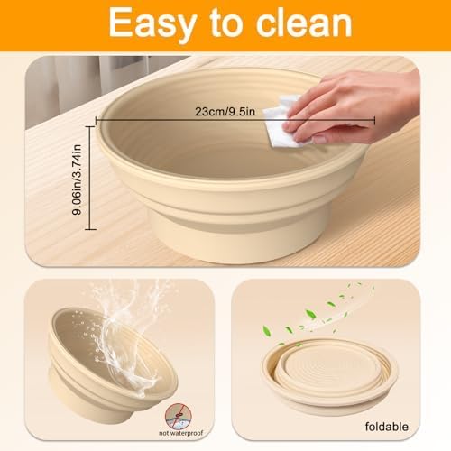 2 PACK Heating Sourdough Bread Baking Supplies,Bread Proofer Sourdough Starter Warmer with 4 Temperature Settings, Round 9 Inch Foldable Proofing Box,Yogurt & Warming Pet Food