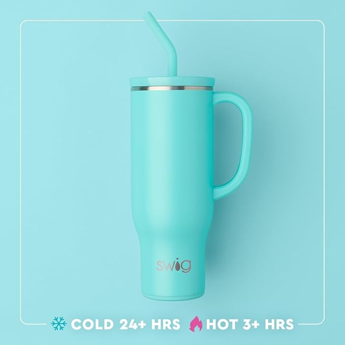 Swig Life 30oz Mega Mug, 30oz Tumbler with Handle and Straw, Large Insulated Tumblers, Cup Holder Friendly Travel Mug, Stainless Steel 30 oz Tumbler, Reusable Insulated Water Bottle (Sweethearts)
