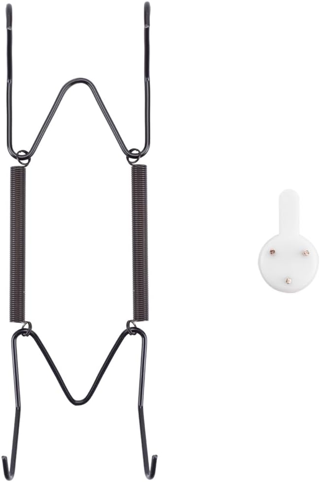 Plate Hangers for The Wall, Suitable for 6-8 inch Decorative Plate, Stainless Steel Wire Plate Holder with Wall Hooks and Rubber tip Protectors, Plate Hangers for Displaying Plates, Platter, Black