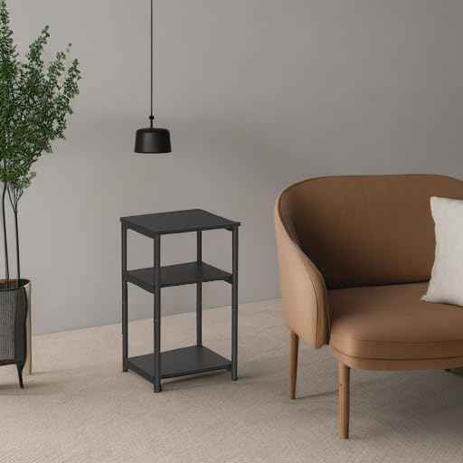 VASAGLE Side Table, Small End Table, Tall Nightstand for Living Room, Bedroom, Office, Bathroom, Classic Black ULET273B16