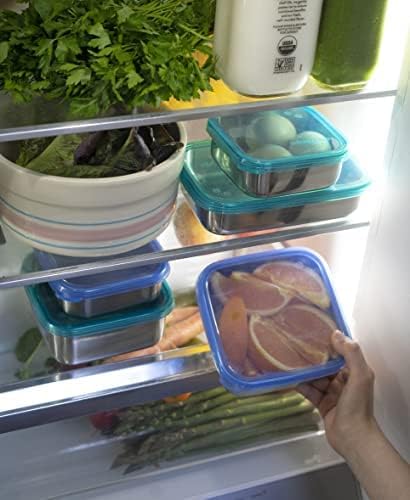 U Konserve Stainless Steel Food Storage Bento Box Container, Leak Proof Silicone Lid Dishwasher Safe - Plastic Free (30oz Teal)