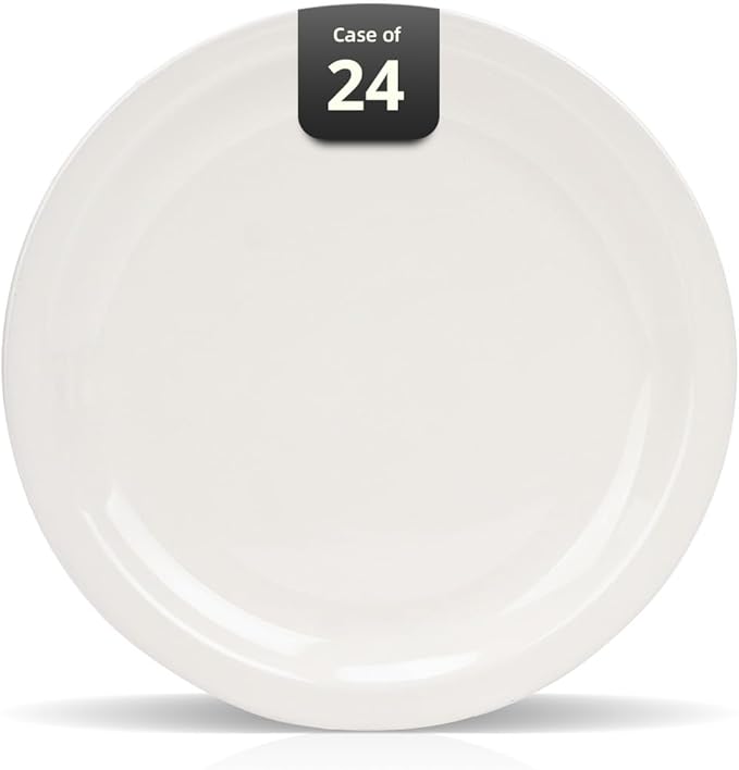 Stoneware Narrow Rim Commercial Grade Dinnerware America White, Plate 9", Case of 24