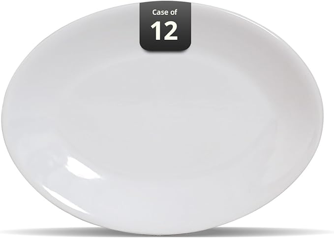 Stoneware Coupe Commercial Grade Dinnerware, Bright White, Oval Platter 11.75" x 8", Case of 12