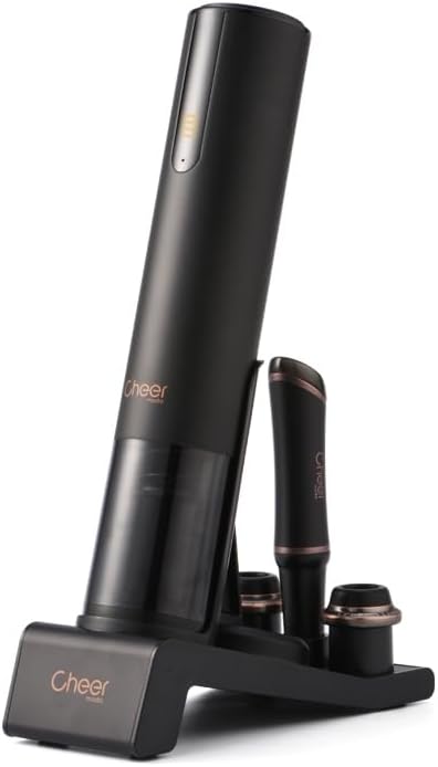 CHEER MODA Sommelier Full Automatic Rechargeable Electric Wine Opener Gift Set, Black and Bronze, Kitchen Accessories