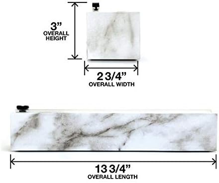 Chicwrap Carrara Marble Refillable Plastic Wrap Dispenser - One 12" x 250' Roll of Professional Grade Plastic Wrap - BPA Free and Kosher Certified - Reusable Dispenser w/Slide Cutter